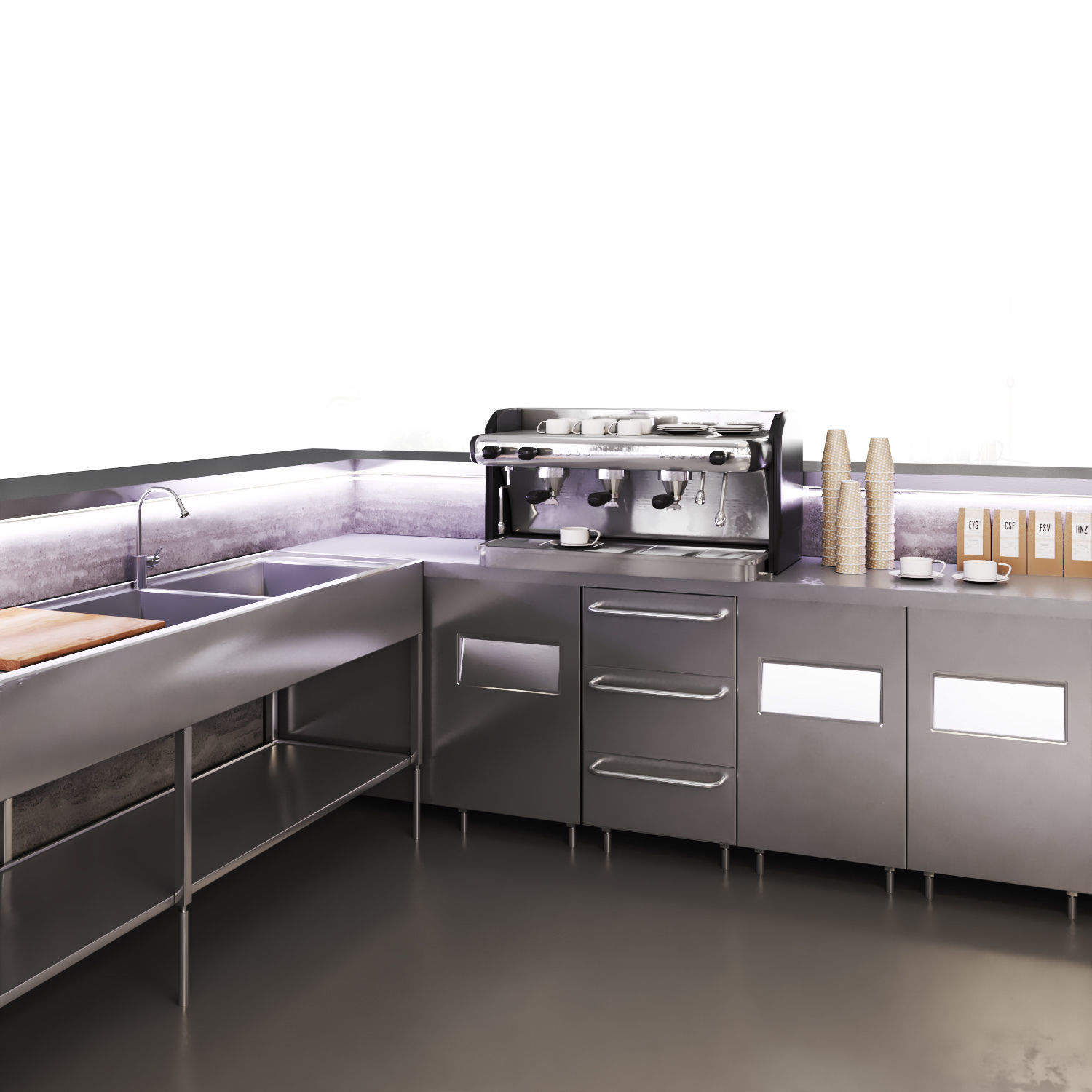 cocktail bar 01 Cafe-Bar Low-poly 3D model_9