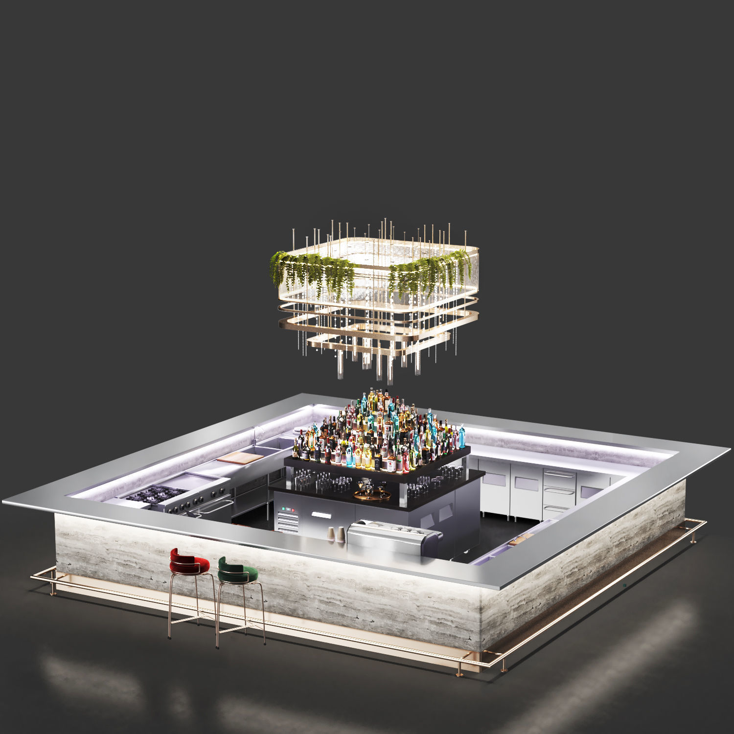 cocktail bar 01 Cafe-Bar Low-poly 3D model_2