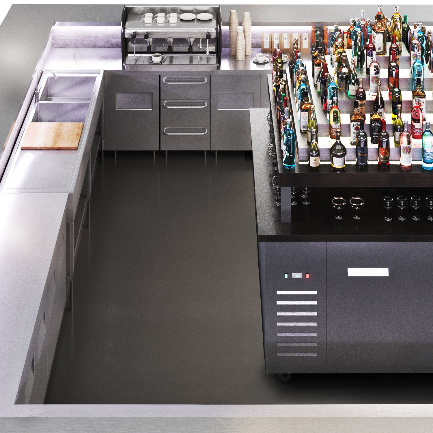 cocktail bar 01 Cafe-Bar Low-poly 3D model_4