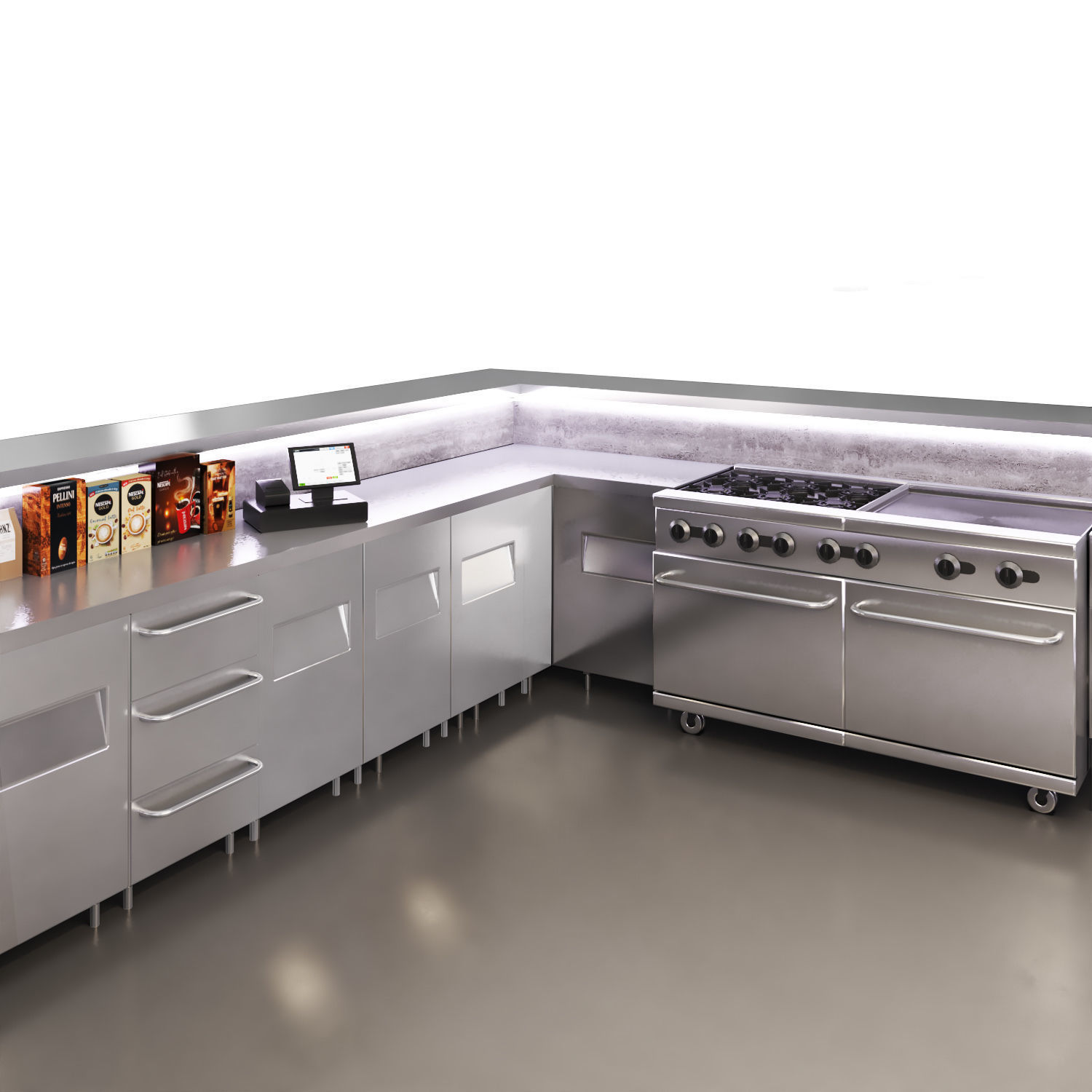 cocktail bar 01 Cafe-Bar Low-poly 3D model_11