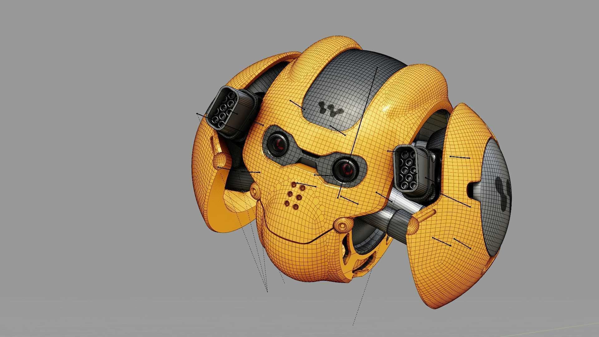 SKULL BOT X-700 RIGGED ANIMATED 3D model_35