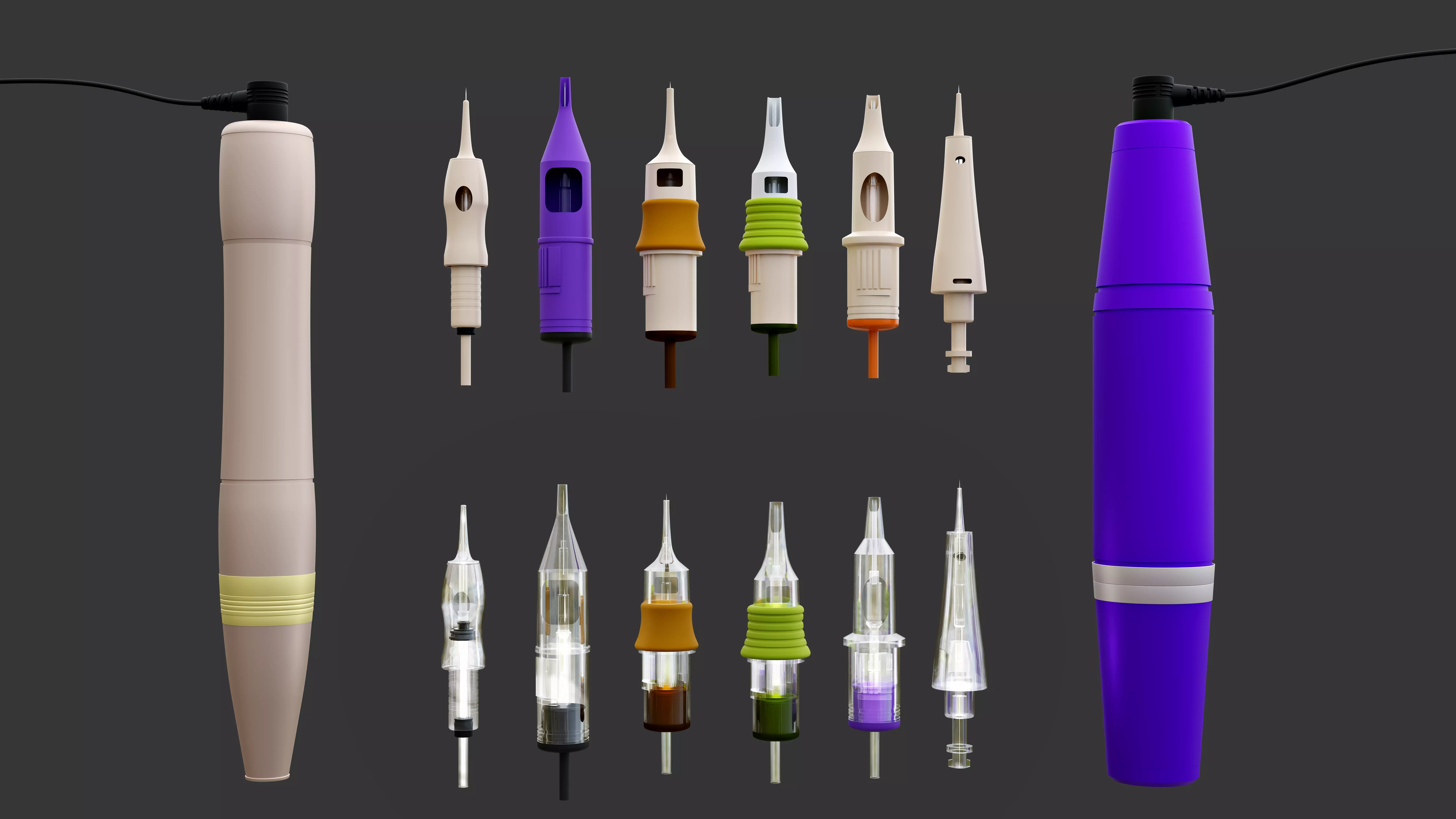 SET Permanent tattoo machines and  cartridges    3D model_0
