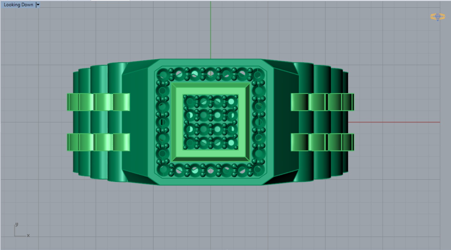 Man ring with checkered pattern black diamonds model ror0017 3D print model_15