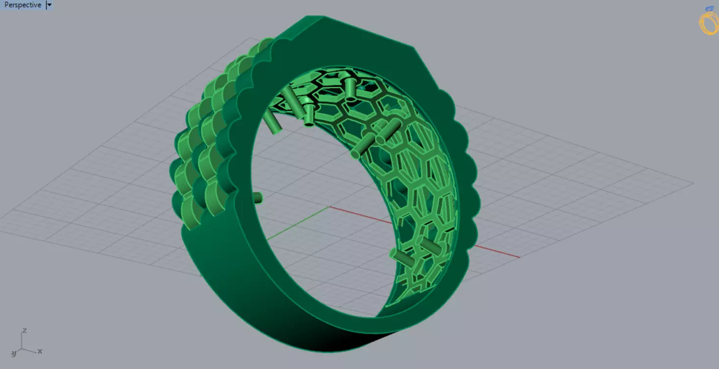 Man ring with checkered pattern black diamonds model ror0017 3D print model_23