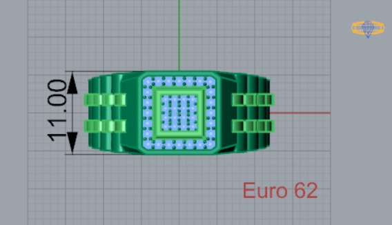 Man ring with checkered pattern black diamonds model ror0017 3D print model_8