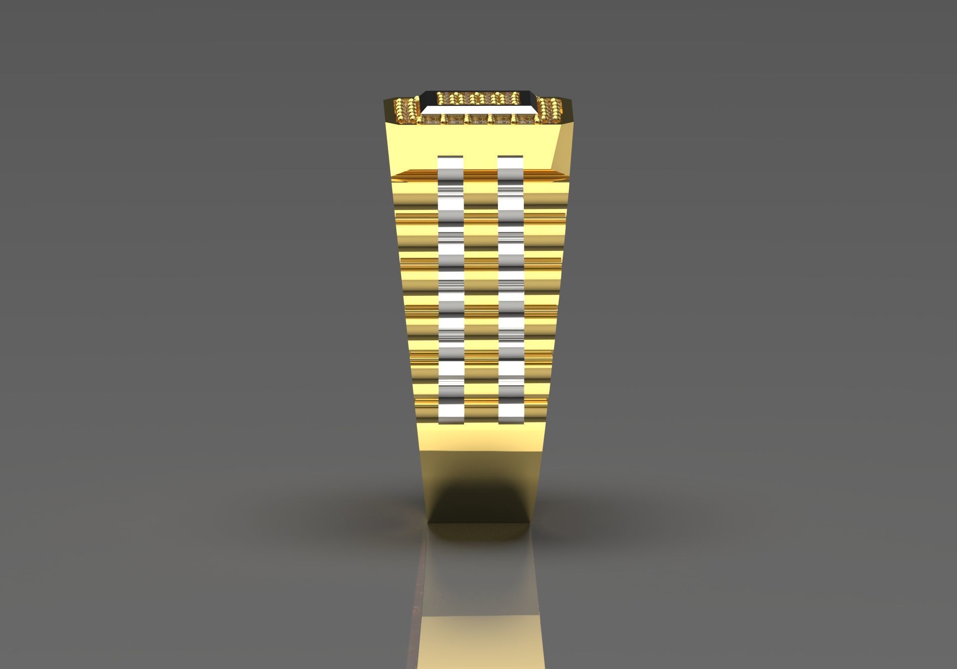 Man ring with checkered pattern black diamonds model ror0017 3D print model_2