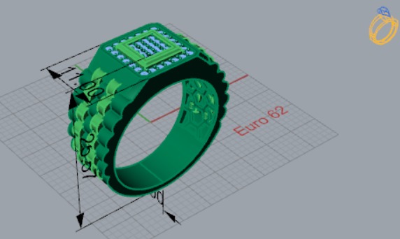 Man ring with checkered pattern black diamonds model ror0017 3D print model_10