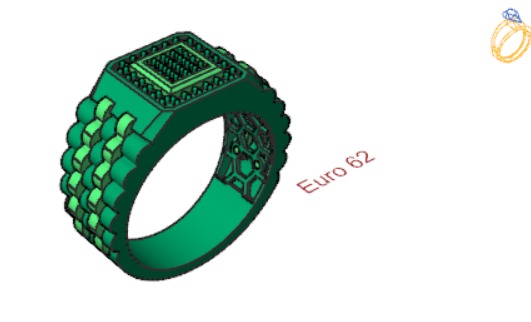 Man ring with checkered pattern black diamonds model ror0017 3D print model_12