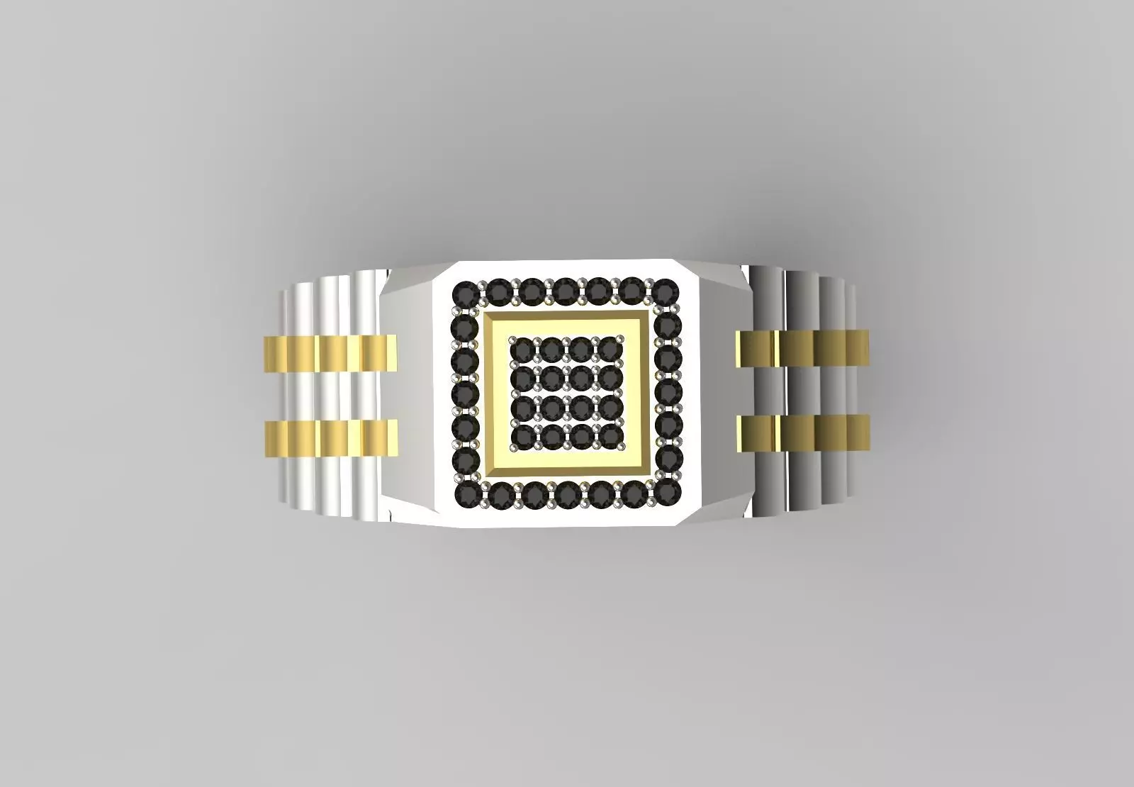 Man ring with checkered pattern black diamonds model ror0017 3D print model_20