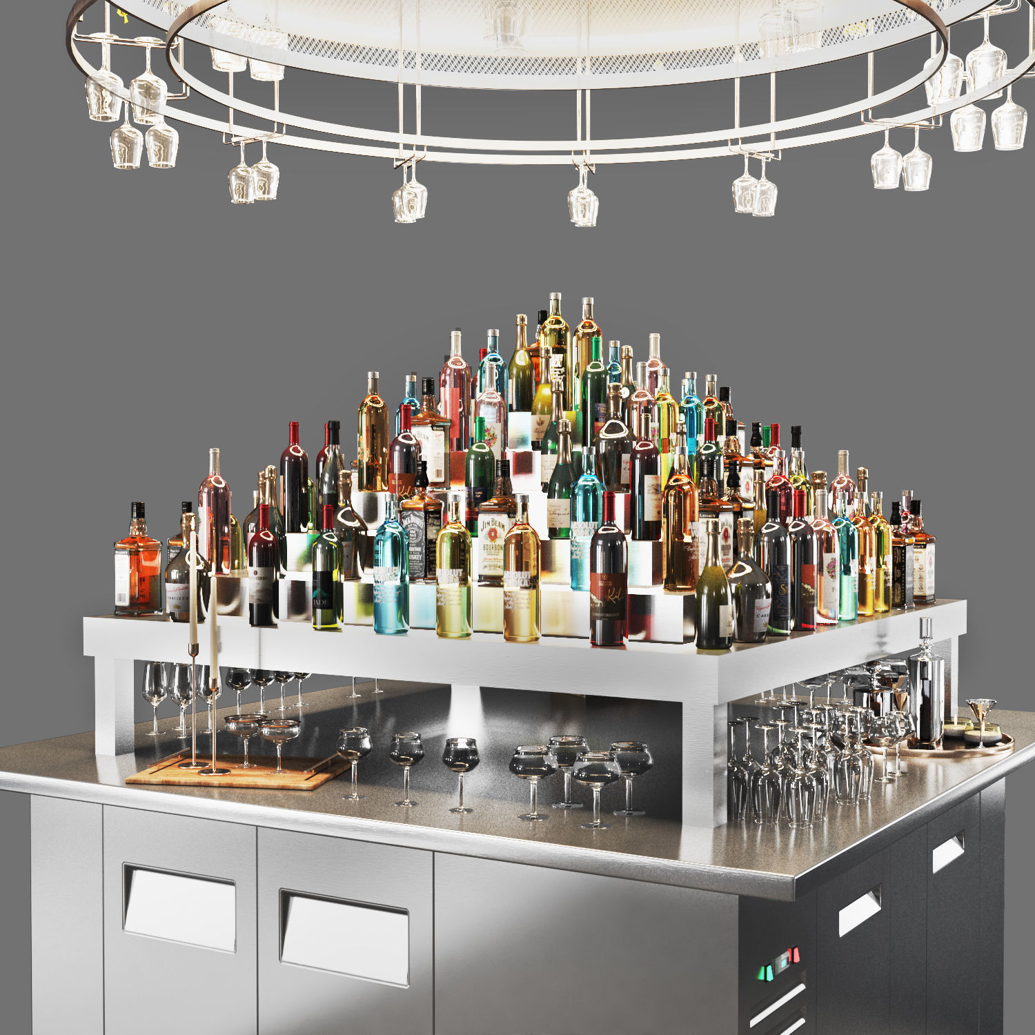 Cocktailbar03-ceiling lighting Low-poly 3D model_3