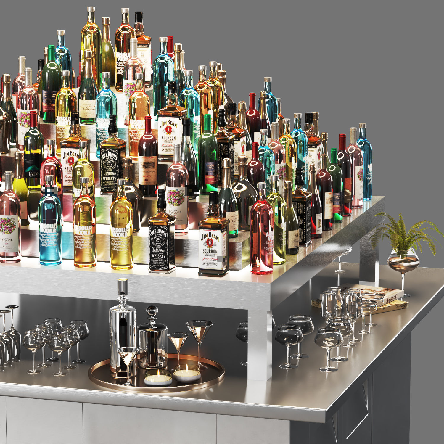 Cocktailbar03-ceiling lighting Low-poly 3D model_1