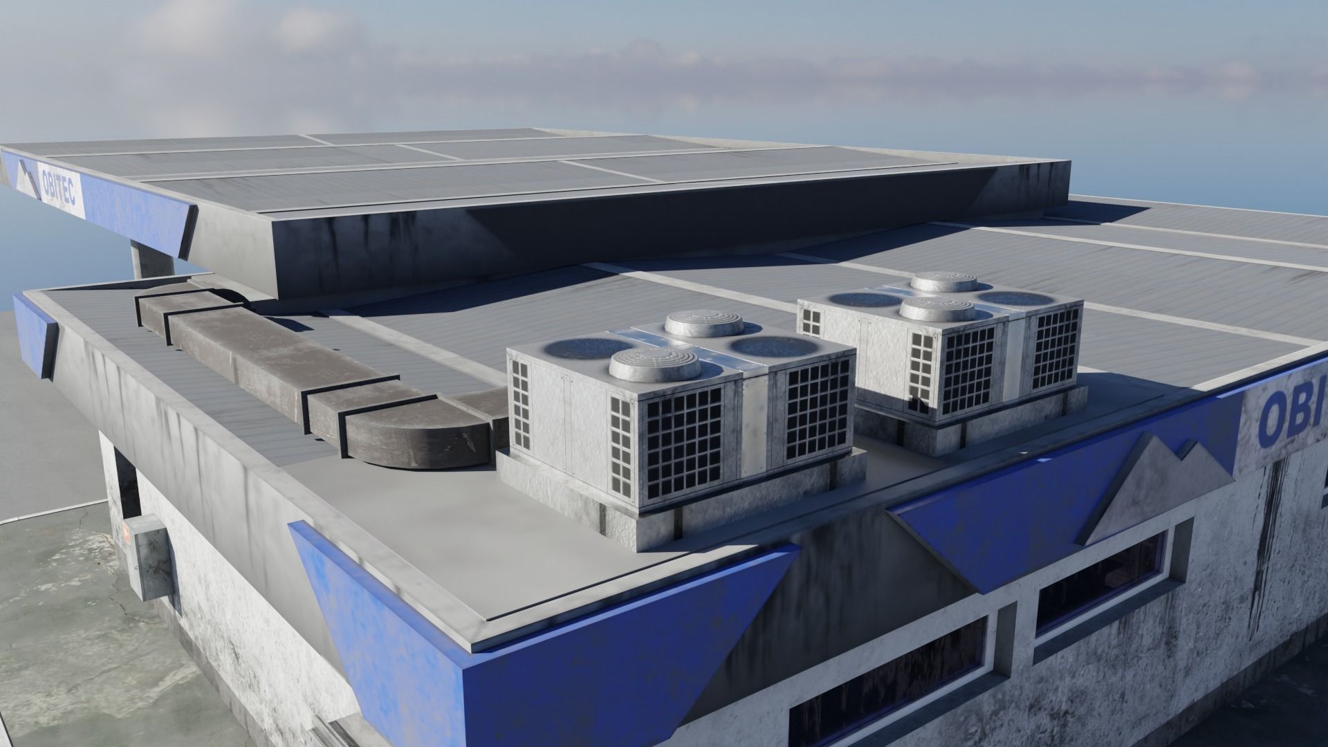 Gas station in dirty look with interior Low-poly 3D model_7