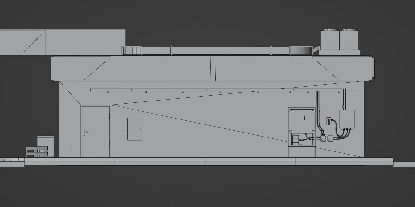 Gas station in dirty look with interior Low-poly 3D model_13