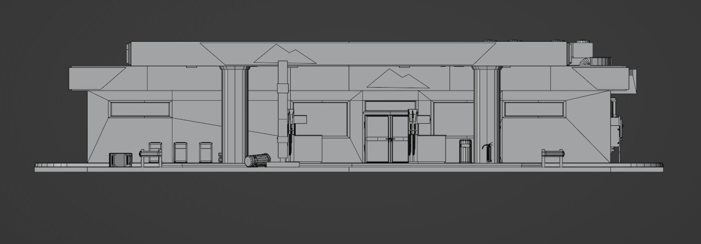 Gas station in dirty look with interior Low-poly 3D model_11