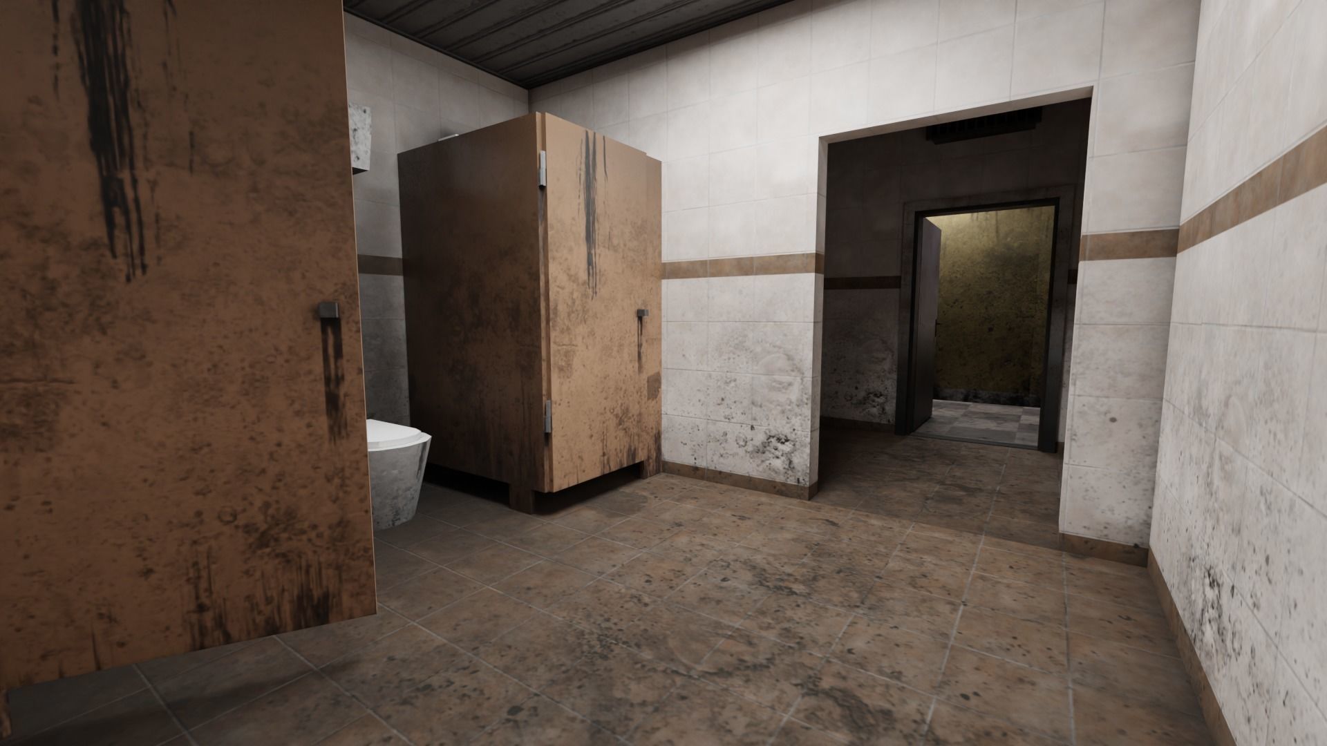 Gas station in dirty look with interior Low-poly 3D model_5