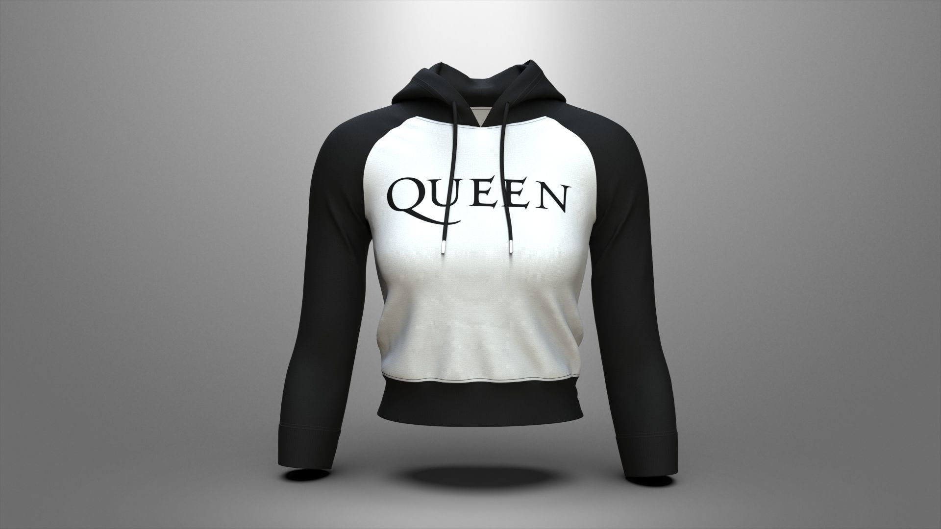 WOMEN FASHION CROP HOODIE 3D model_3