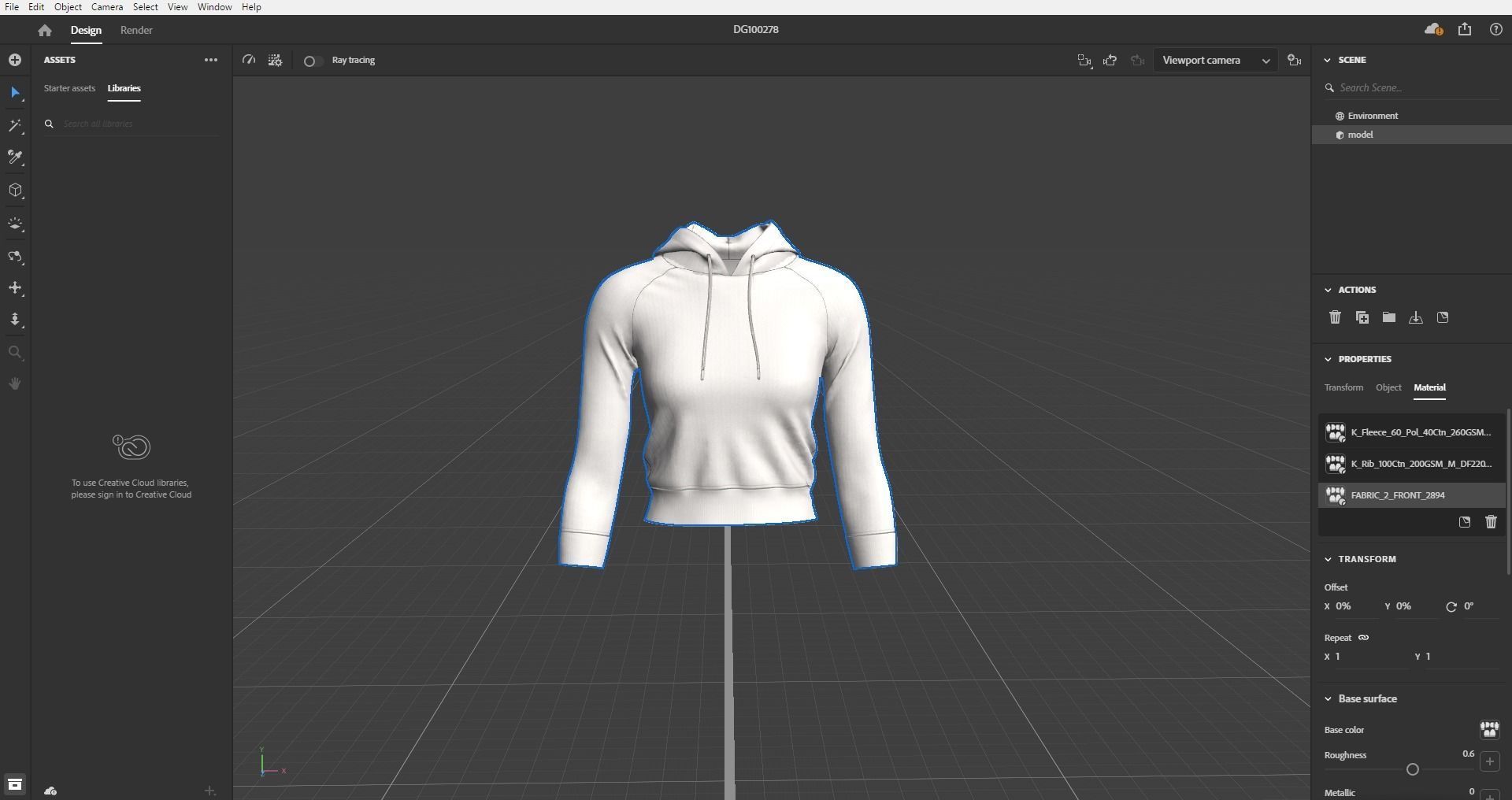 WOMEN FASHION CROP HOODIE 3D model_19