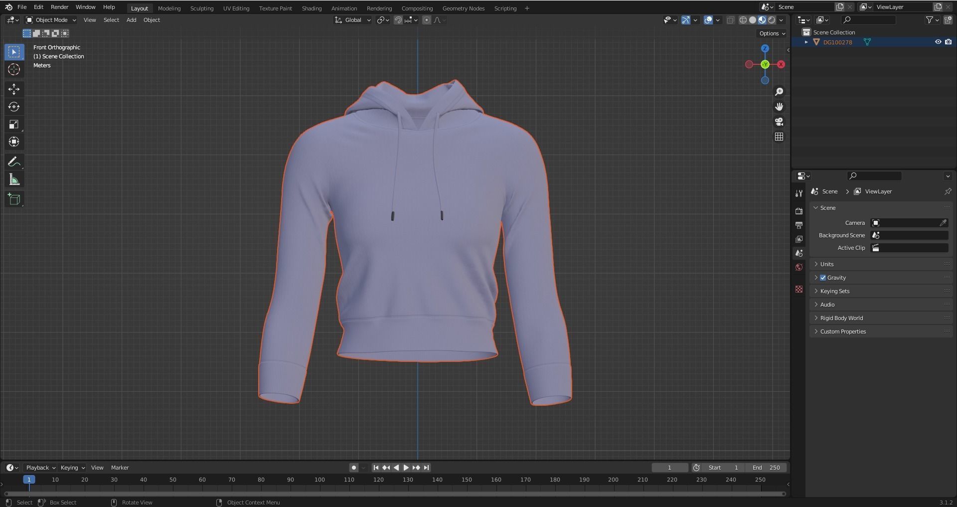 WOMEN FASHION CROP HOODIE 3D model_15