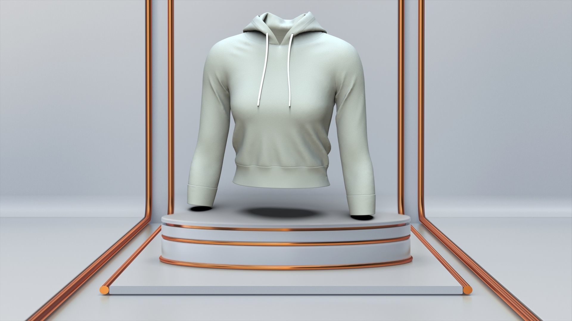 WOMEN FASHION CROP HOODIE 3D model_5