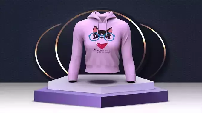 WOMEN FASHION CROP HOODIE 3D model