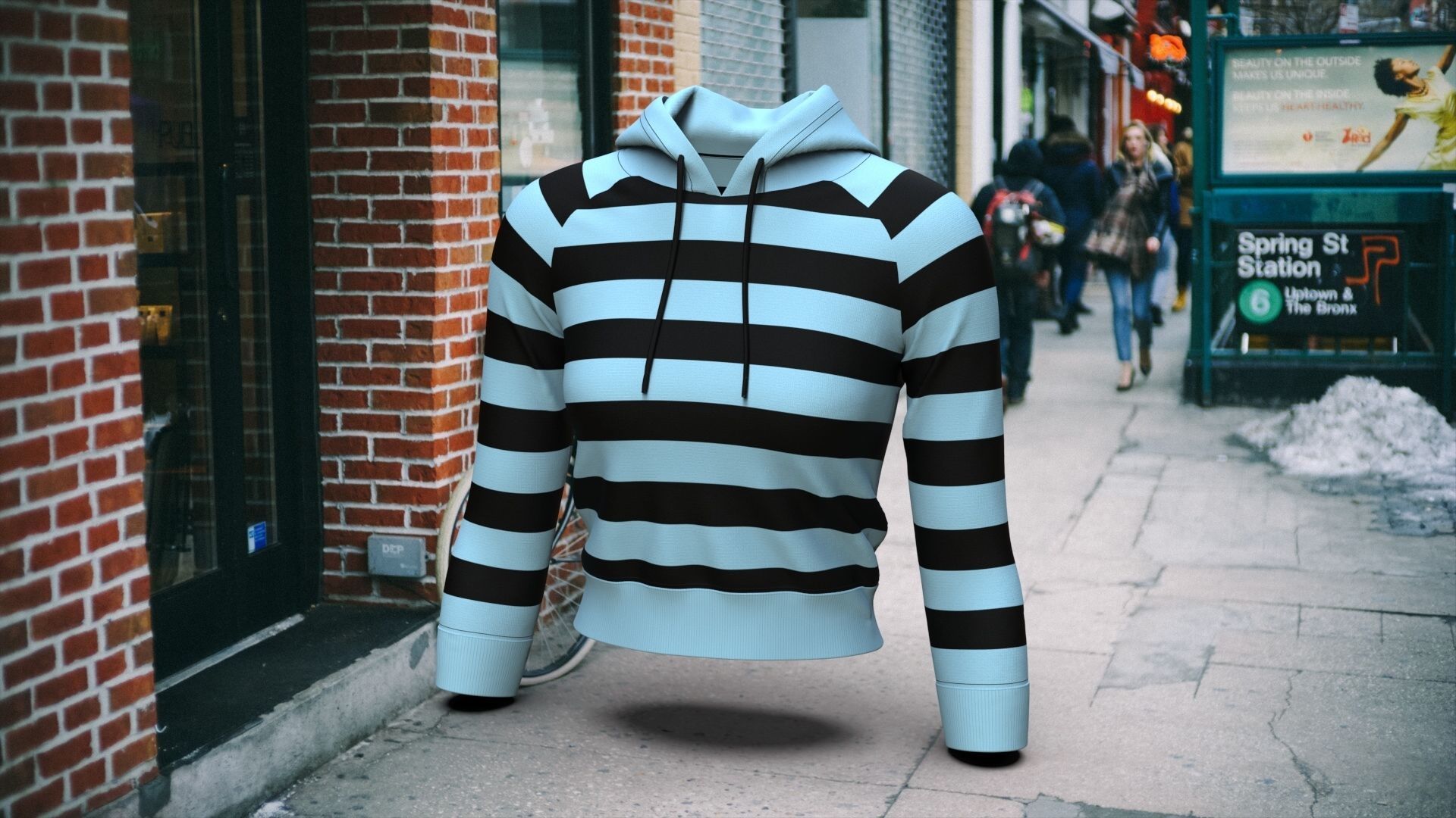 WOMEN FASHION CROP HOODIE 3D model_9