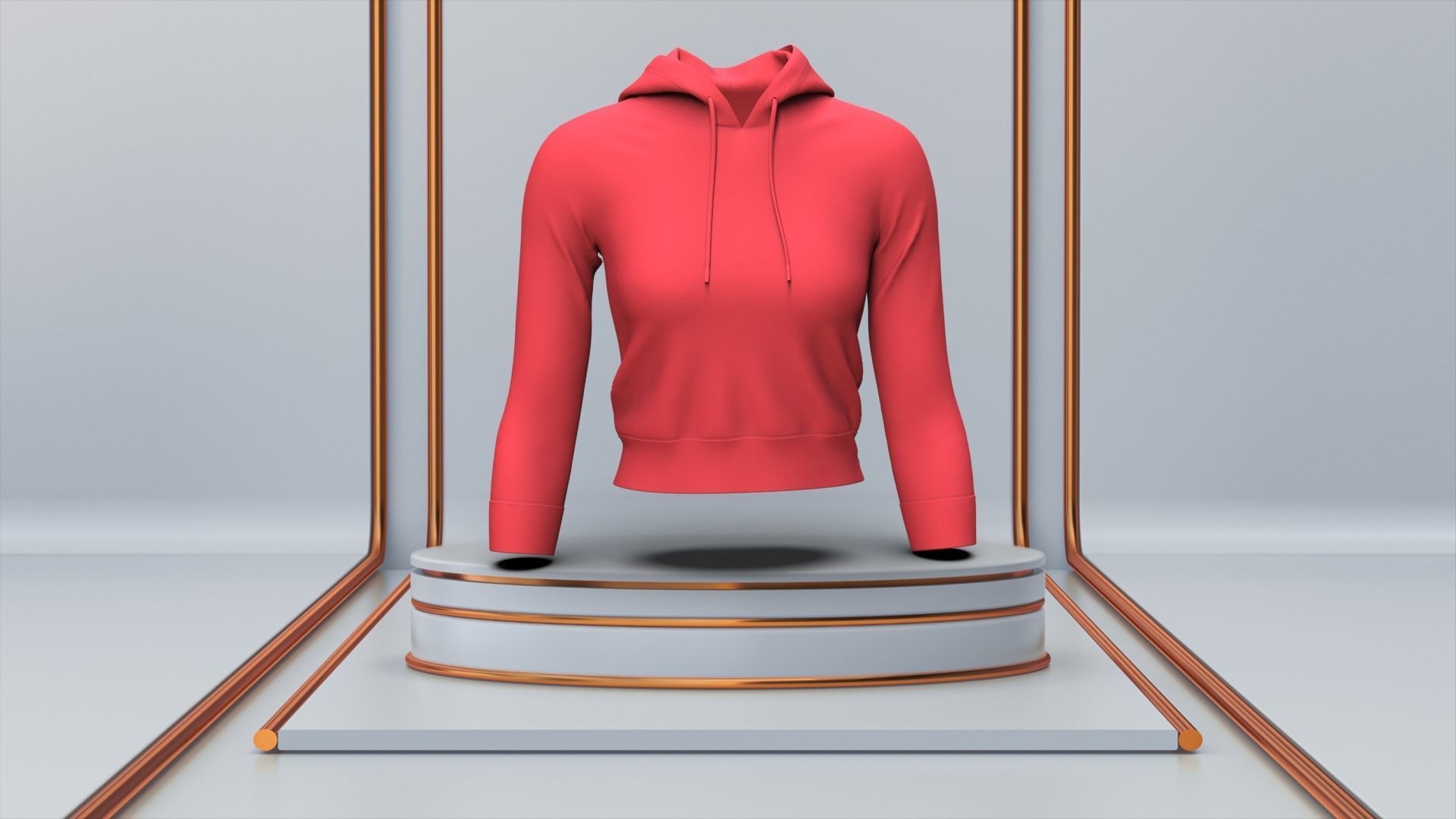 WOMEN FASHION CROP HOODIE 3D model_4