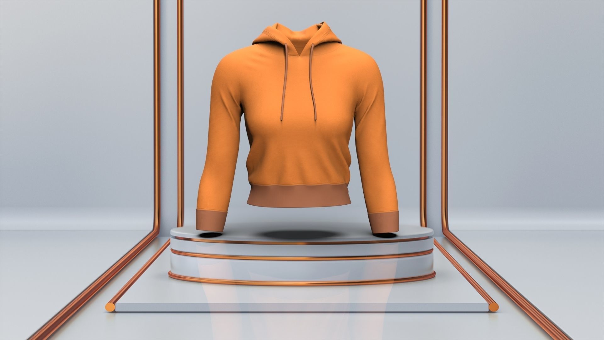 WOMEN FASHION CROP HOODIE 3D model_2