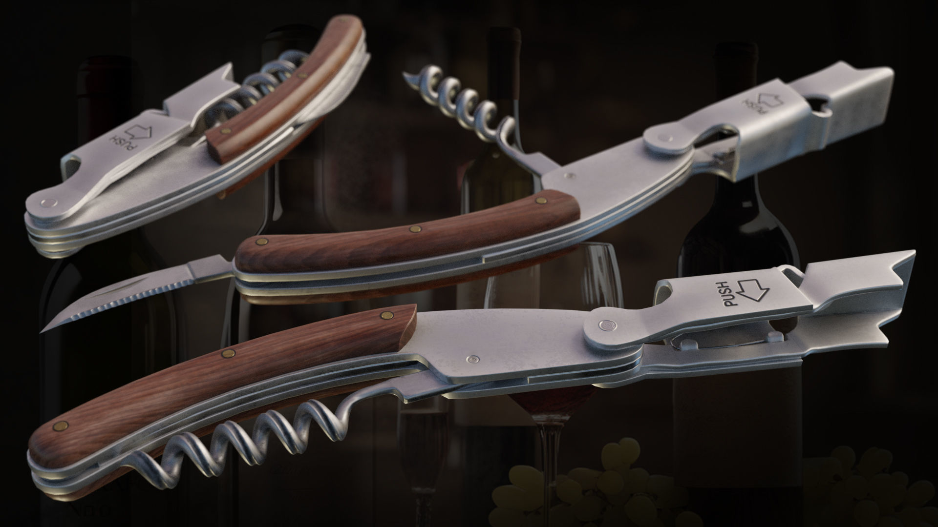corkscrew for wine 3D model_4