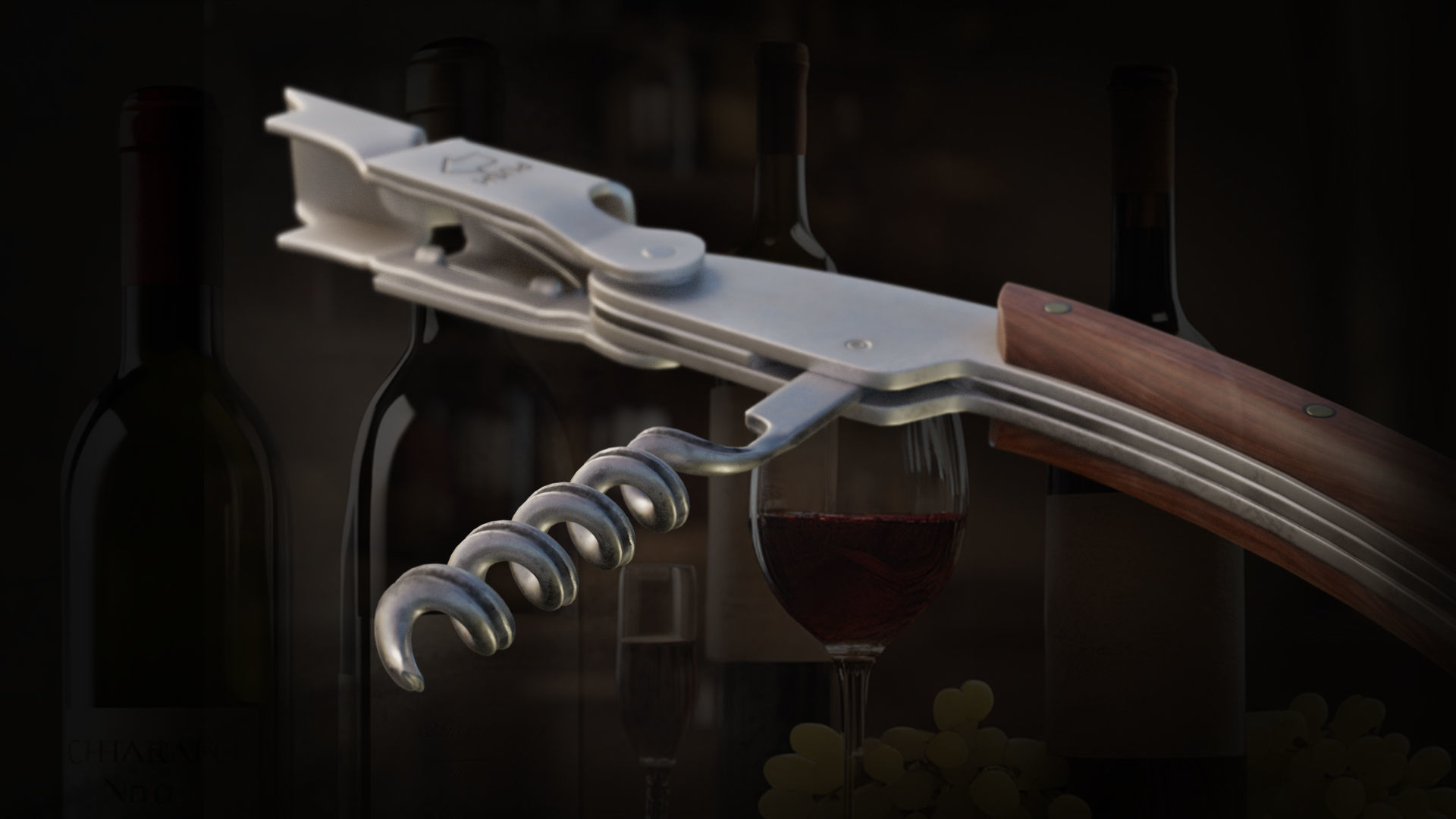corkscrew for wine 3D model_2