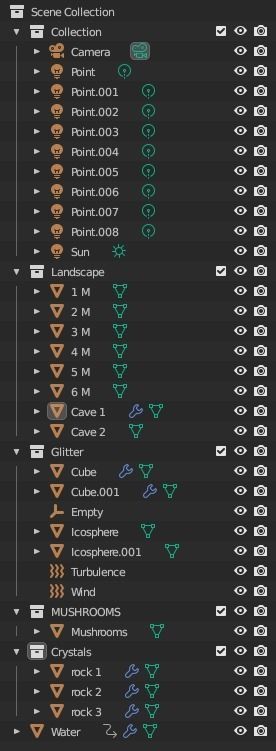 Crystalized Cave with Glowing Mushrooms 3D model_15
