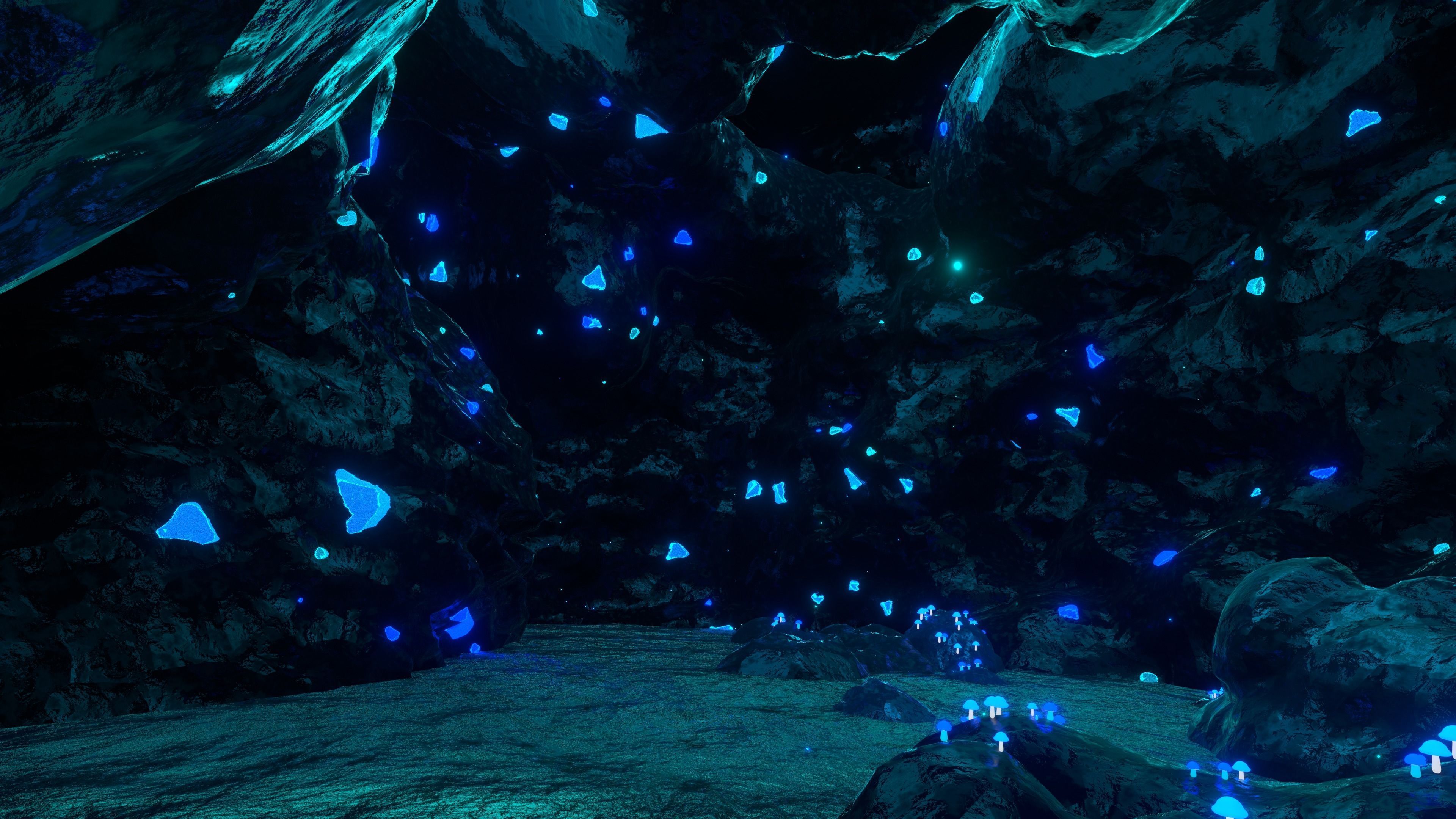 Crystalized Cave with Glowing Mushrooms 3D model_7