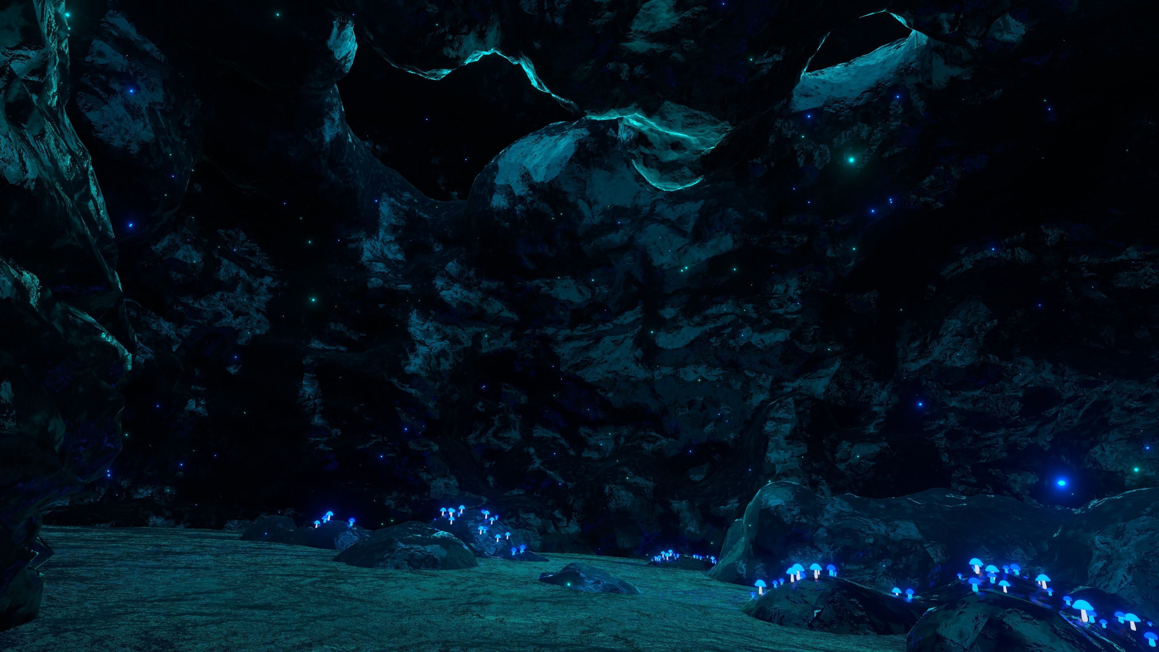 Crystalized Cave with Glowing Mushrooms 3D model_3