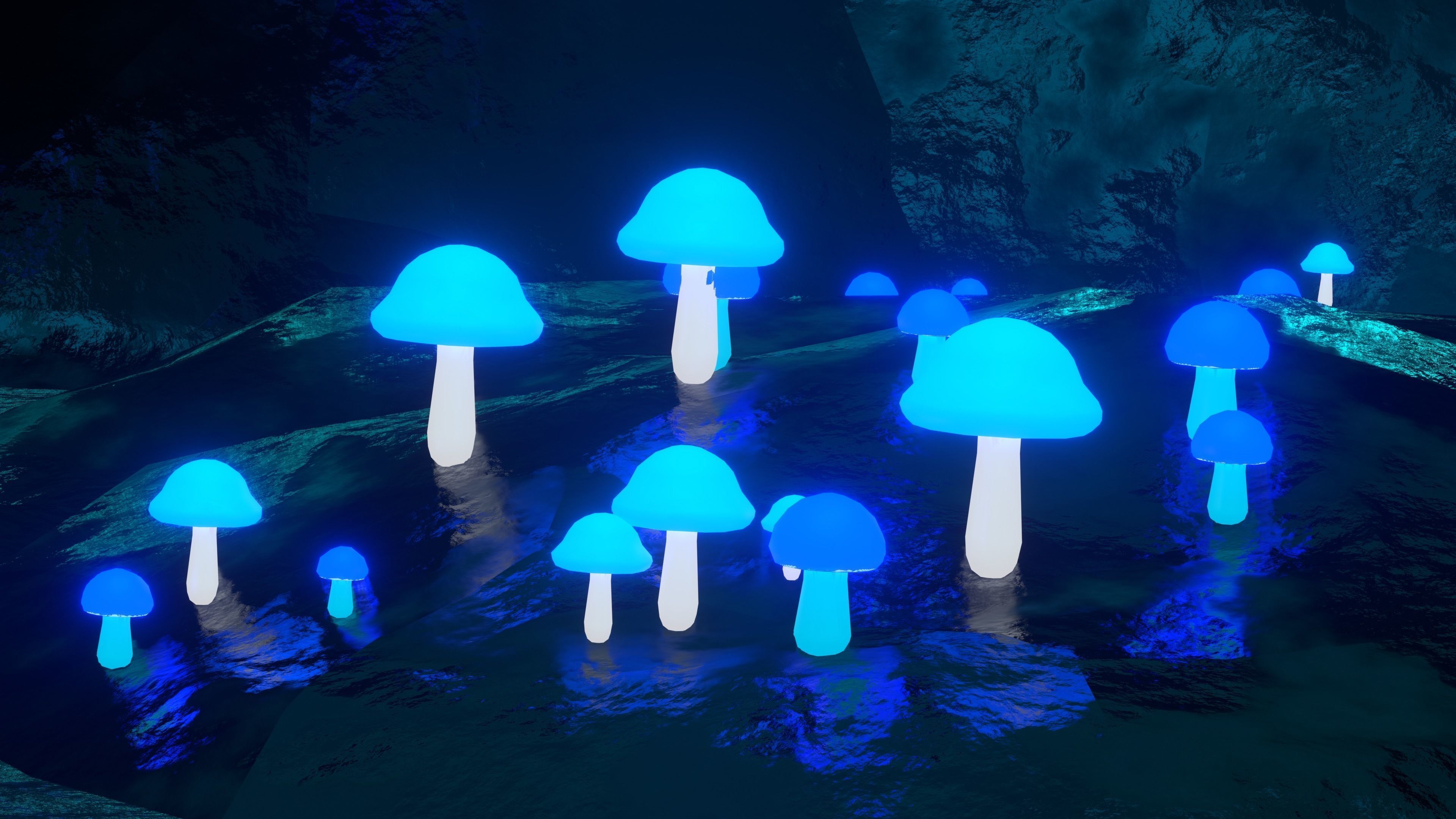 Crystalized Cave with Glowing Mushrooms 3D model_11