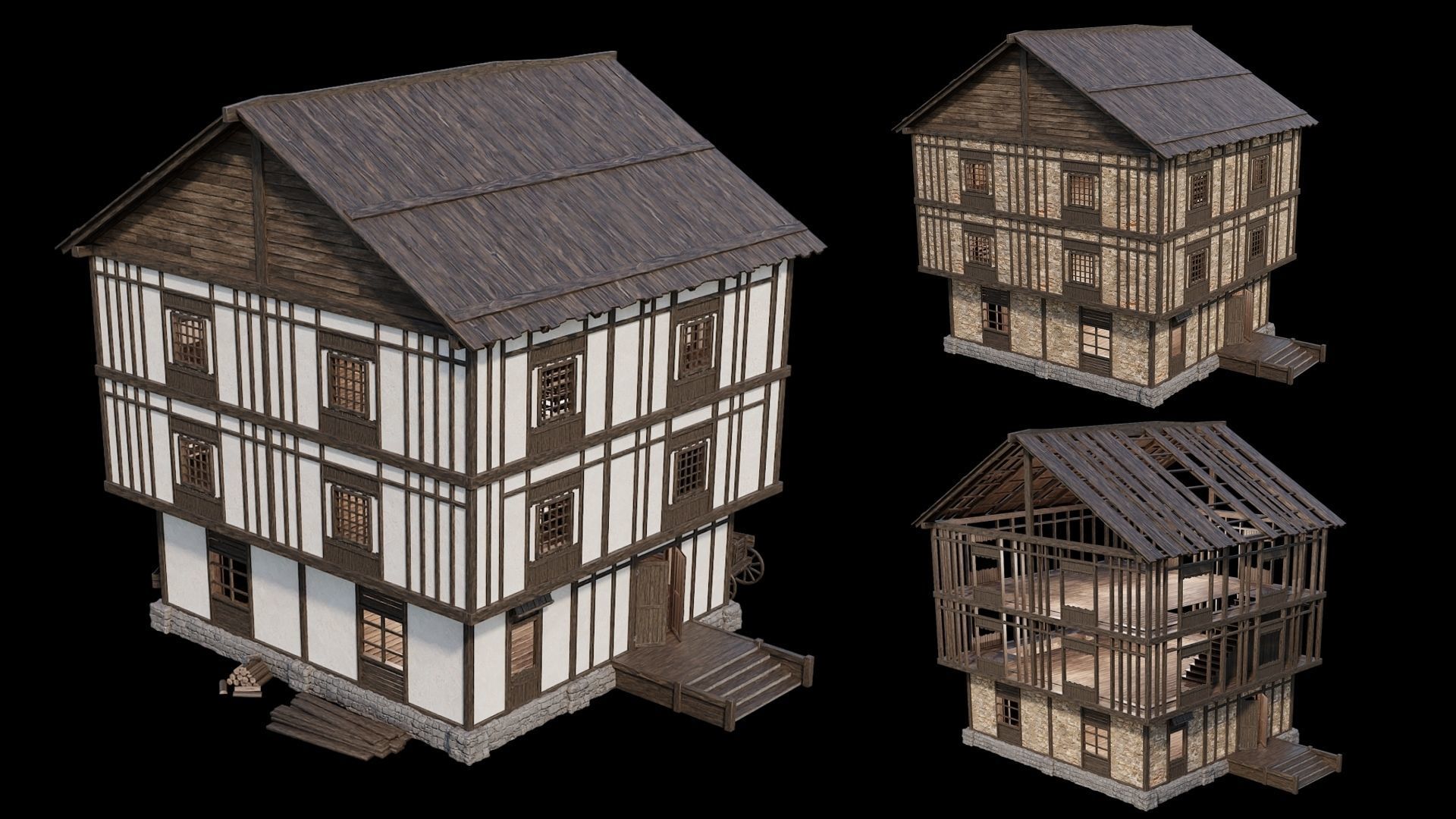 Medieval Village Collection 02 - 4K Textures Game Ready Low-poly 3D model_8