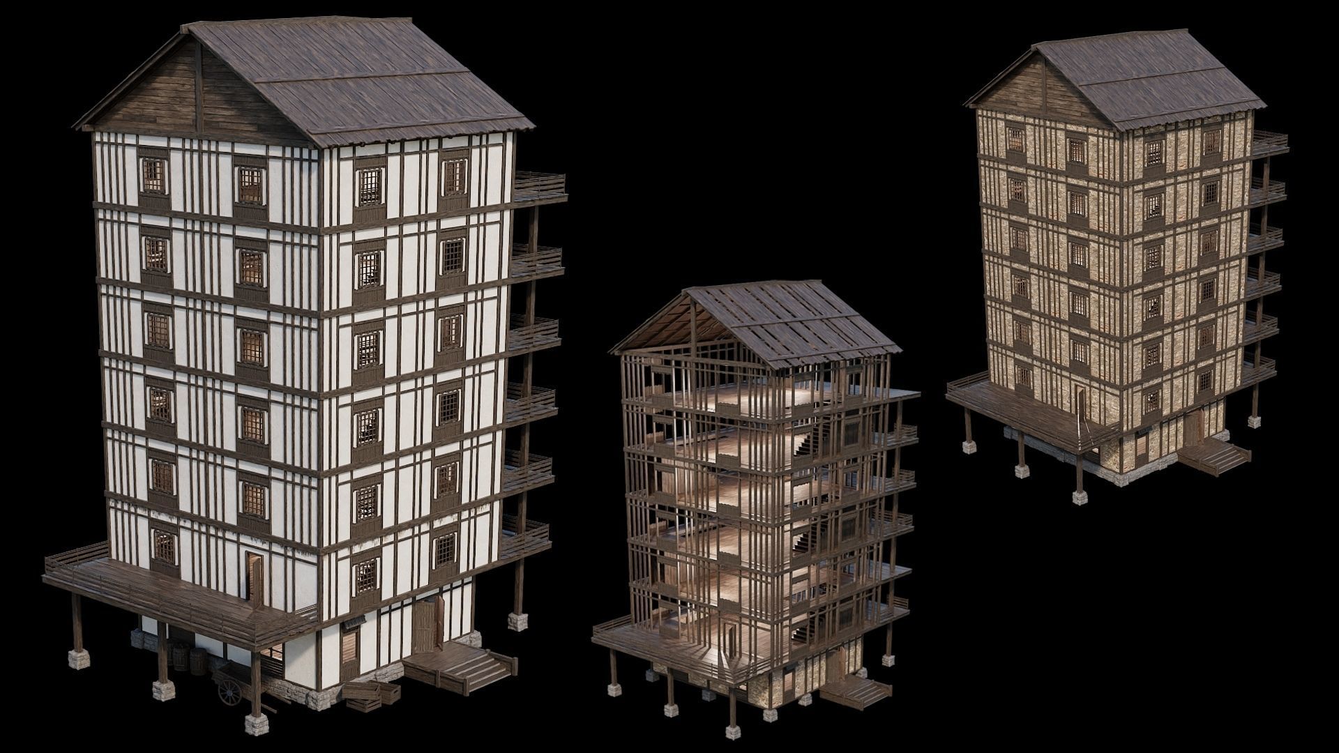 Medieval Village Collection 02 - 4K Textures Game Ready Low-poly 3D model_10