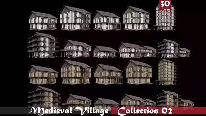 Medieval Village Collection 02 - 4K Textures Game Ready Low-poly 3D model