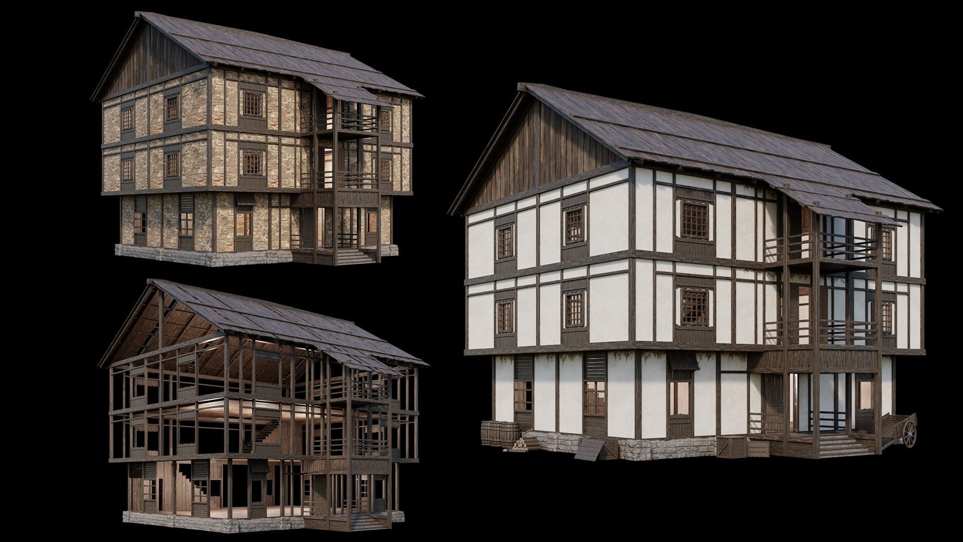 Medieval Village Collection 02 - 4K Textures Game Ready Low-poly 3D model_3