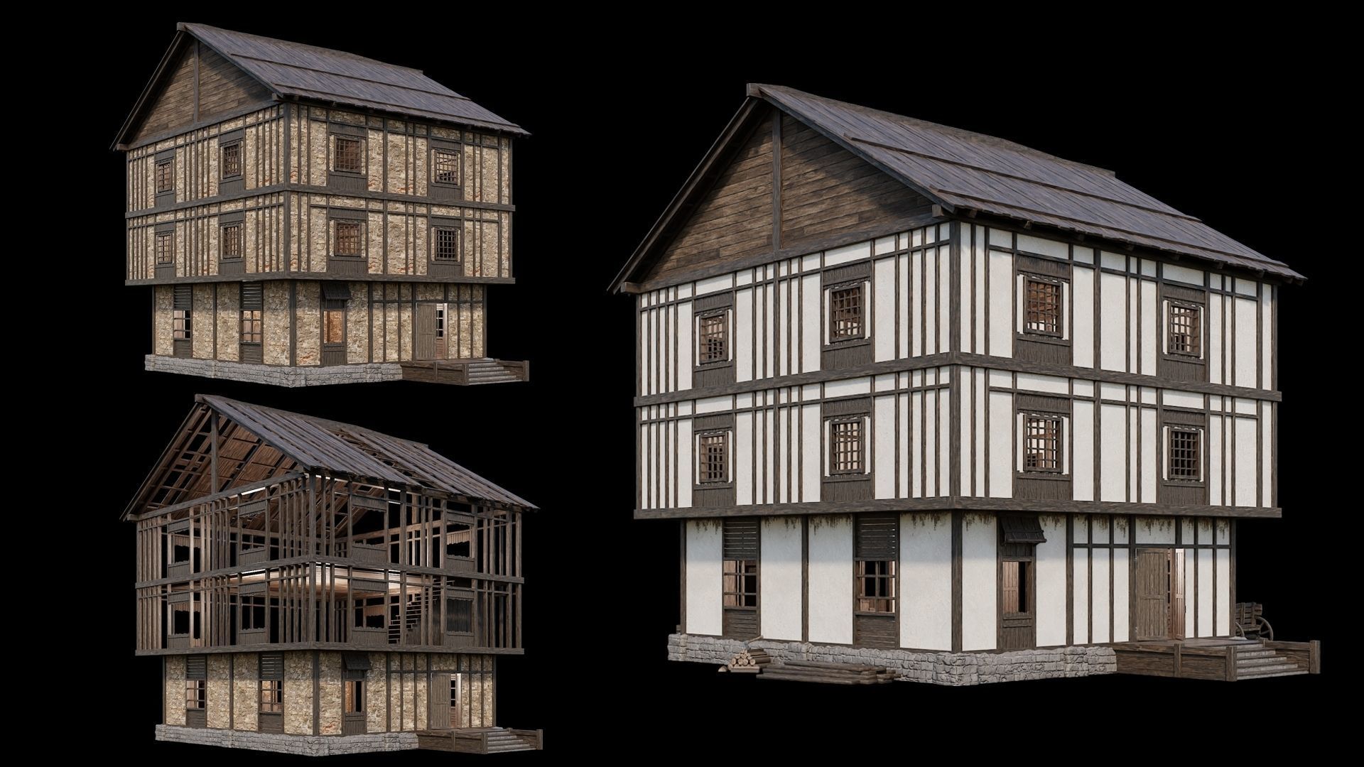 Medieval Village Collection 02 - 4K Textures Game Ready Low-poly 3D model_7