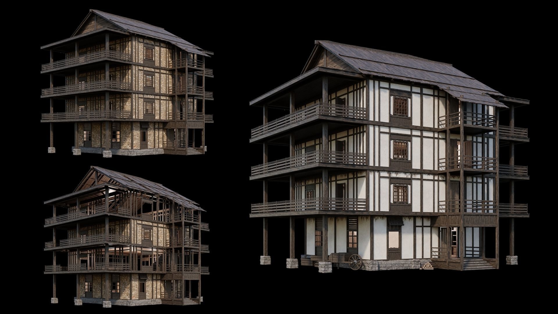 Medieval Village Collection 02 - 4K Textures Game Ready Low-poly 3D model_11