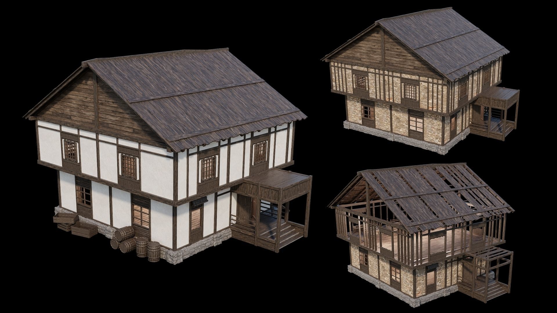 Medieval Village Collection 02 - 4K Textures Game Ready Low-poly 3D model_6