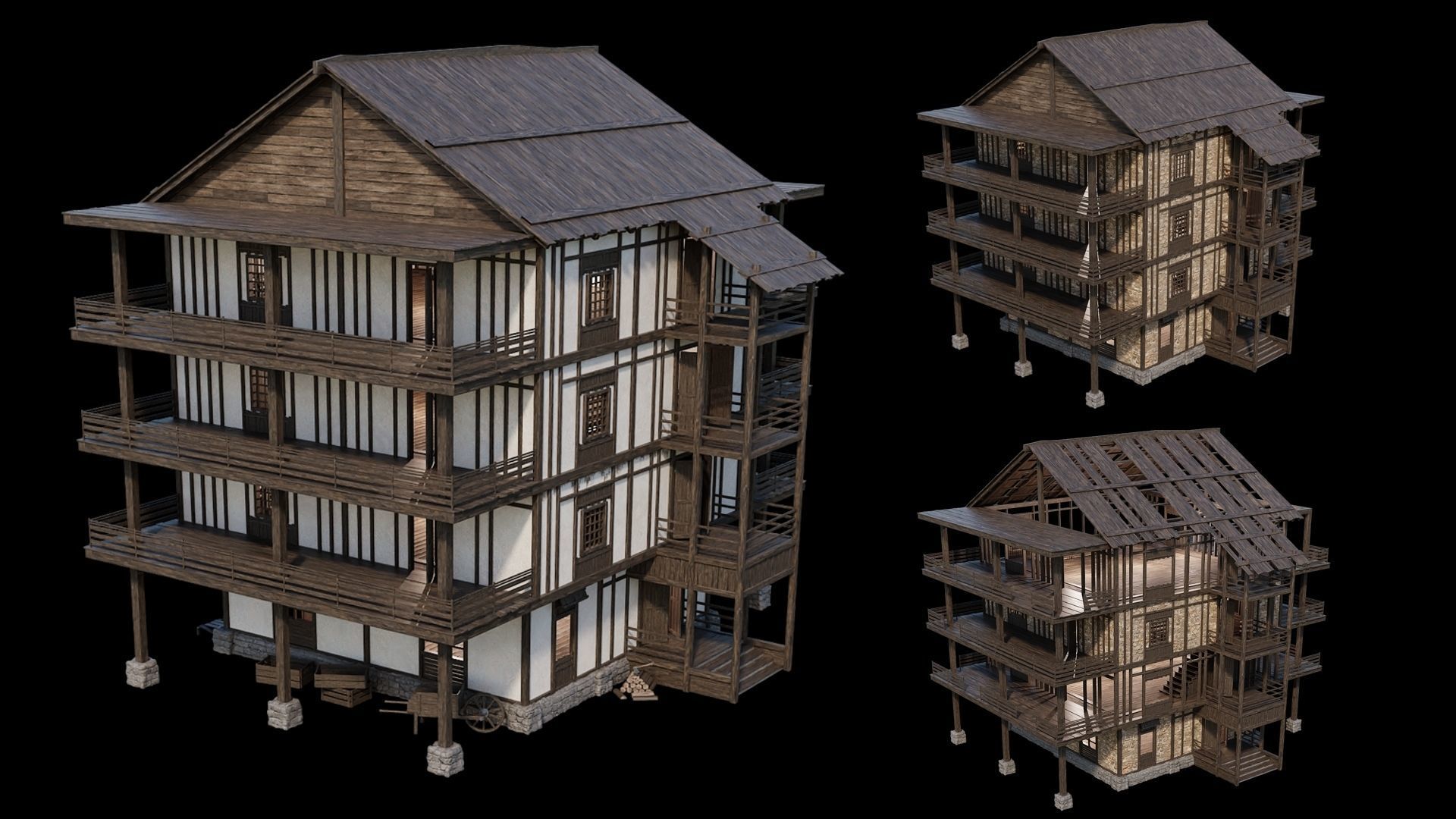 Medieval Village Collection 02 - 4K Textures Game Ready Low-poly 3D model_12