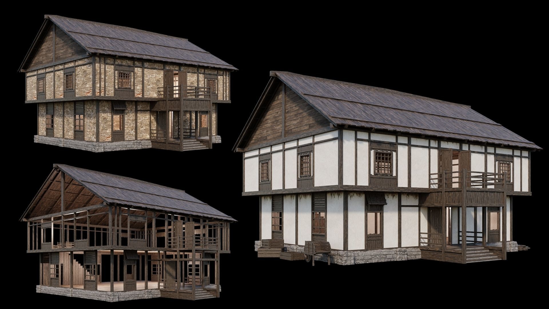 Medieval Village Collection 02 - 4K Textures Game Ready Low-poly 3D model_1