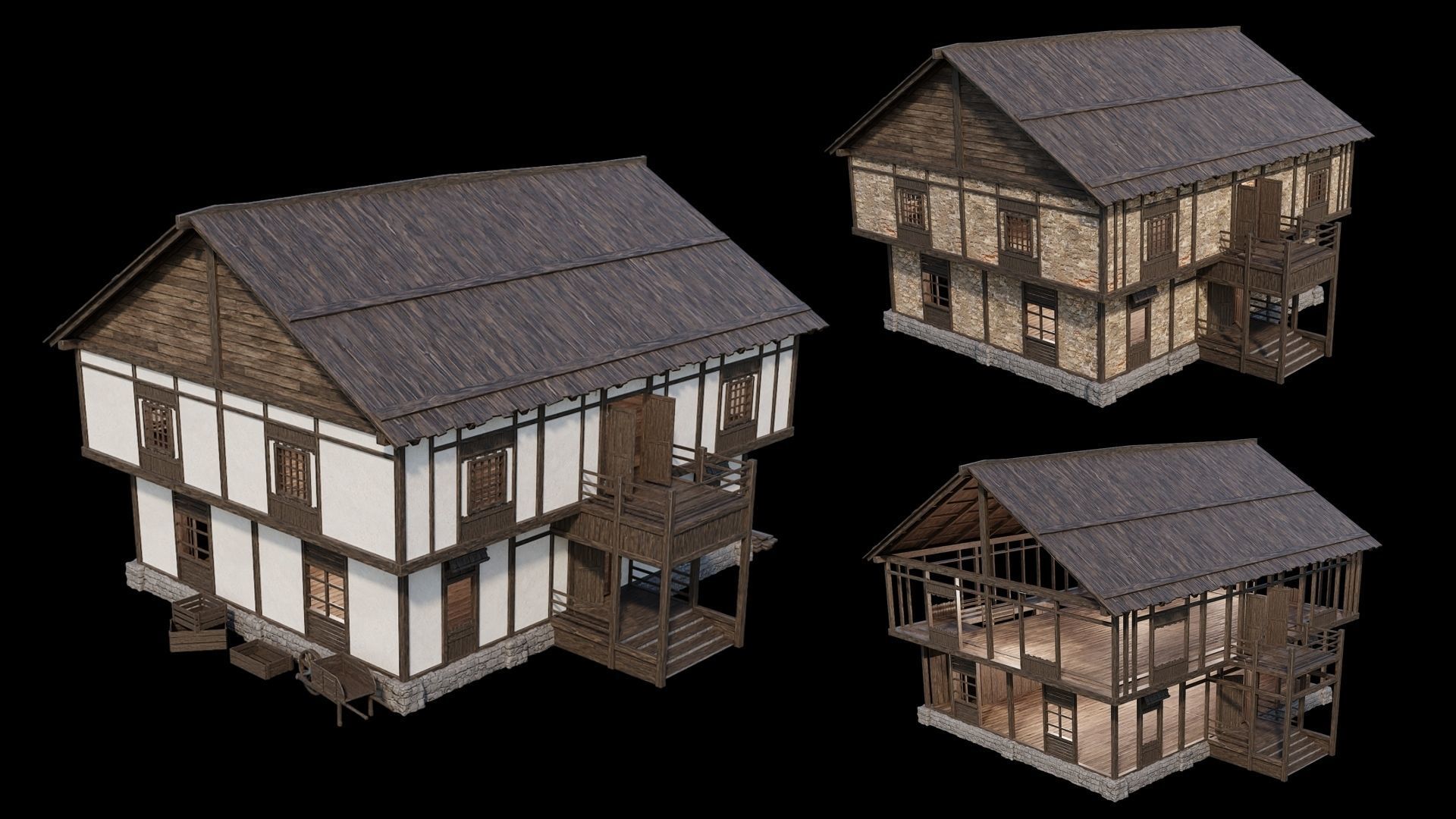 Medieval Village Collection 02 - 4K Textures Game Ready Low-poly 3D model_2