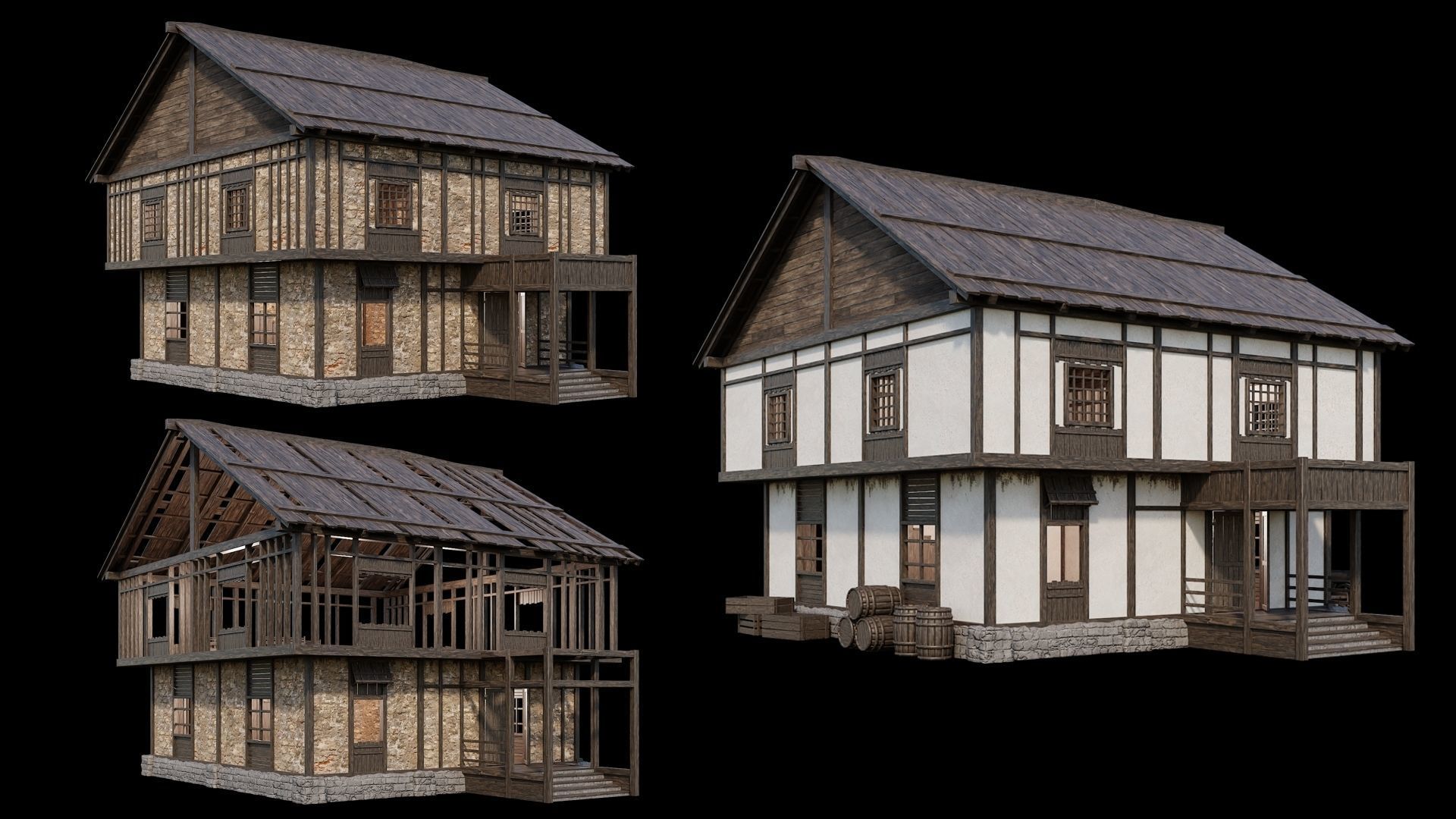 Medieval Village Collection 02 - 4K Textures Game Ready Low-poly 3D model_5