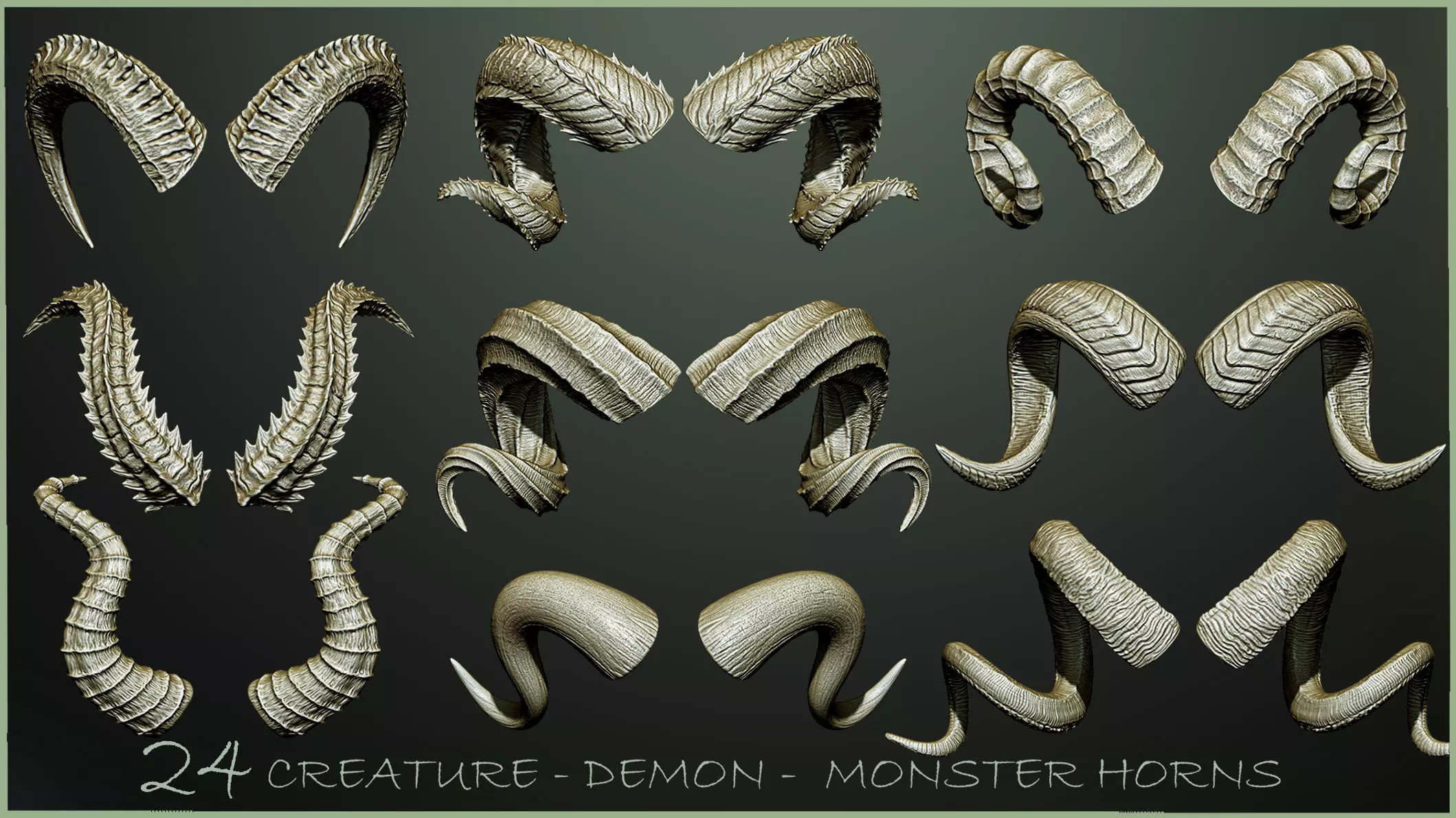 24  Creature Monster Demon Horns 3D model_0