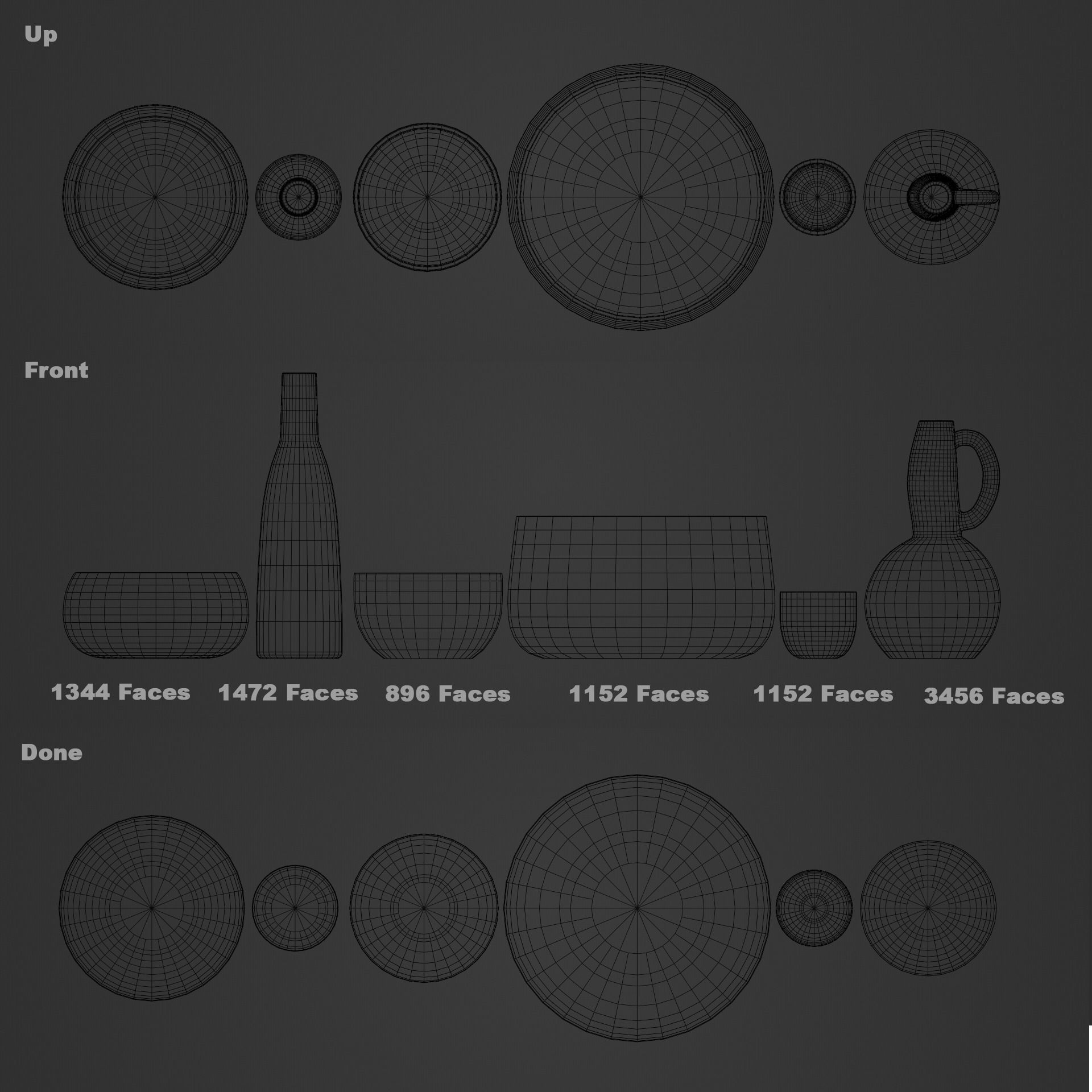 Earthenware on wooden shelves decorative wooden wall 3D model_7