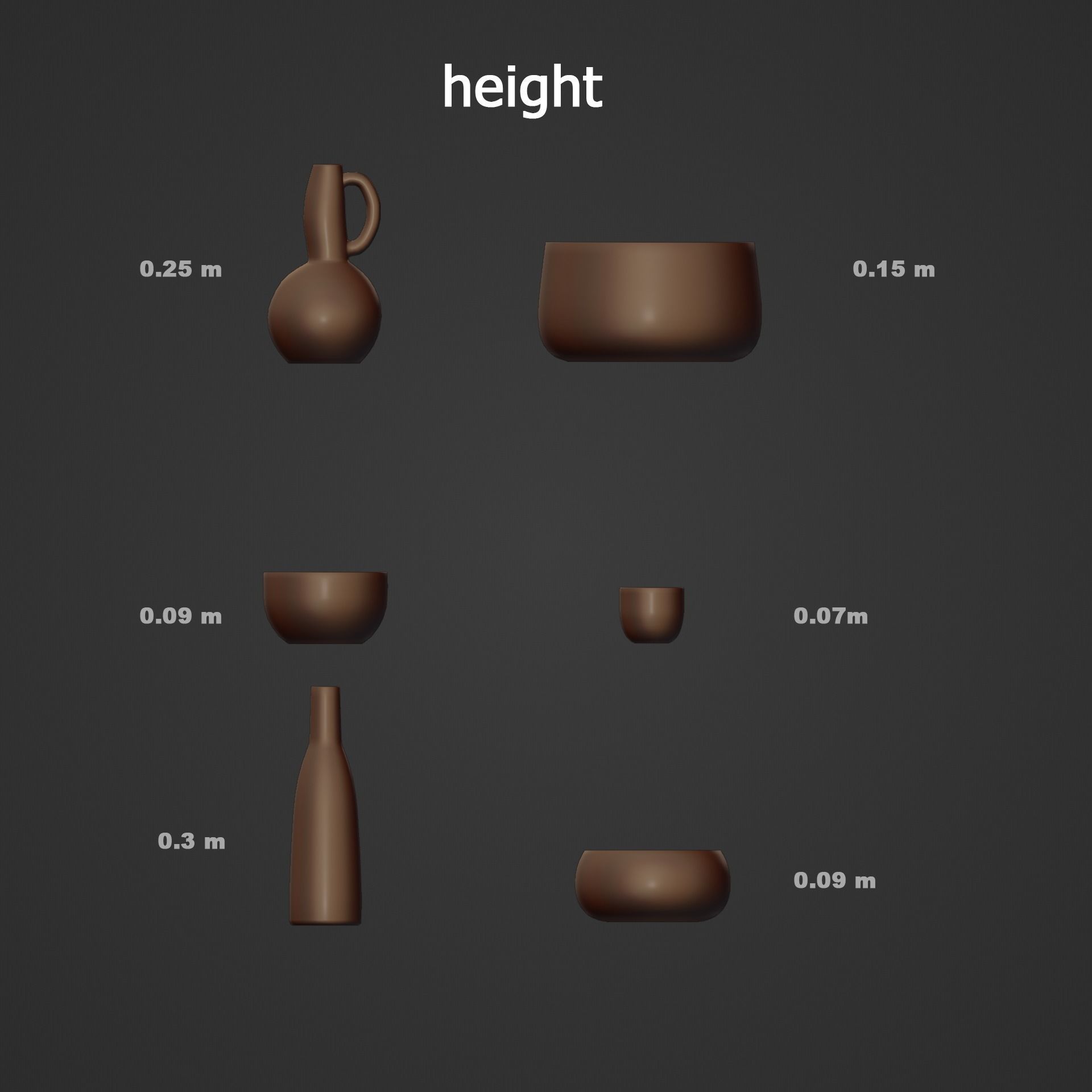 Earthenware on wooden shelves decorative wooden wall 3D model_12