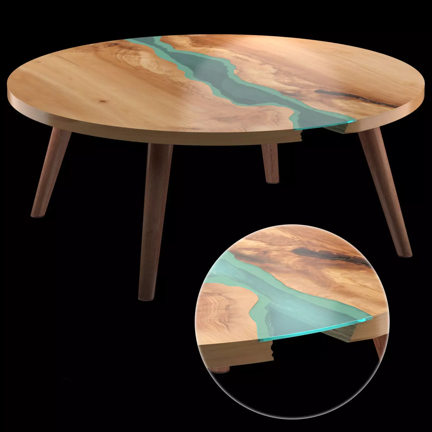 Round Table River Collection Low-poly 3D model_0