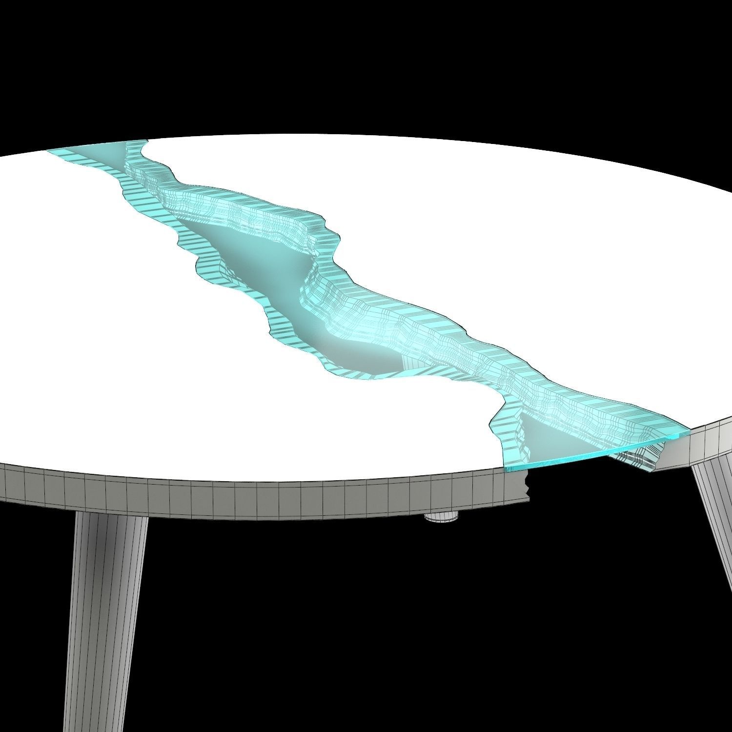 Round Table River Collection Low-poly 3D model_4