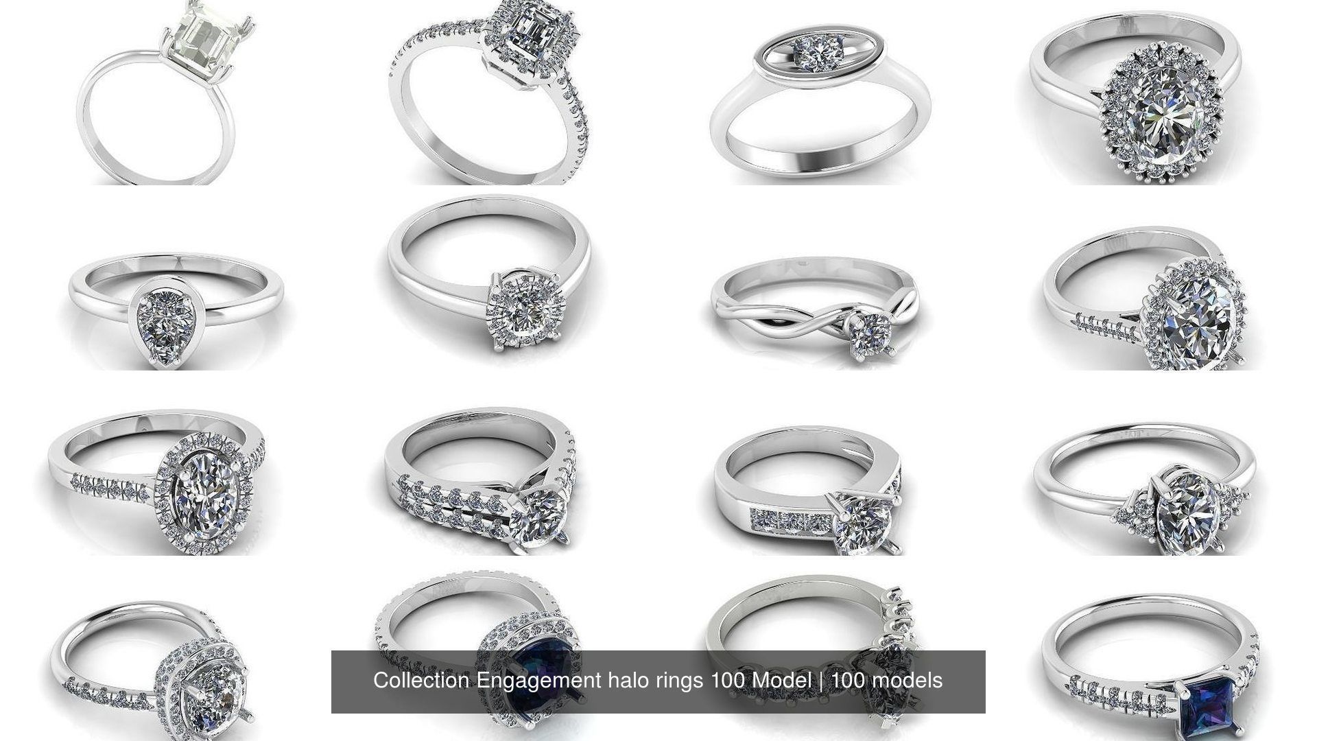 Collection Engagement halo rings 100 Model _4